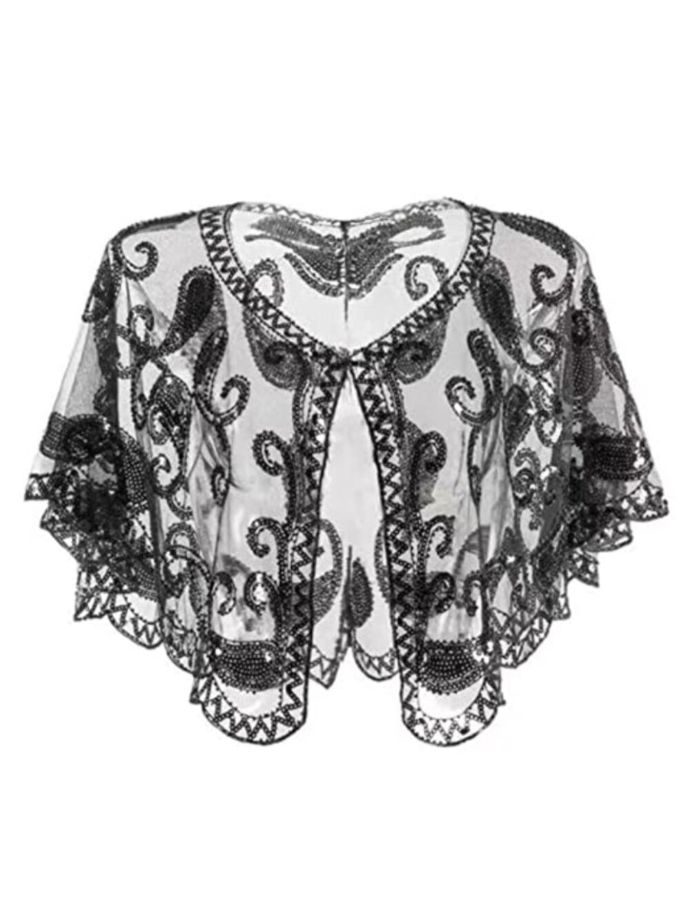 runrayay Women Lace Sequin Shawl Wrap Embroidered Sheer Floral Cape Wedding
